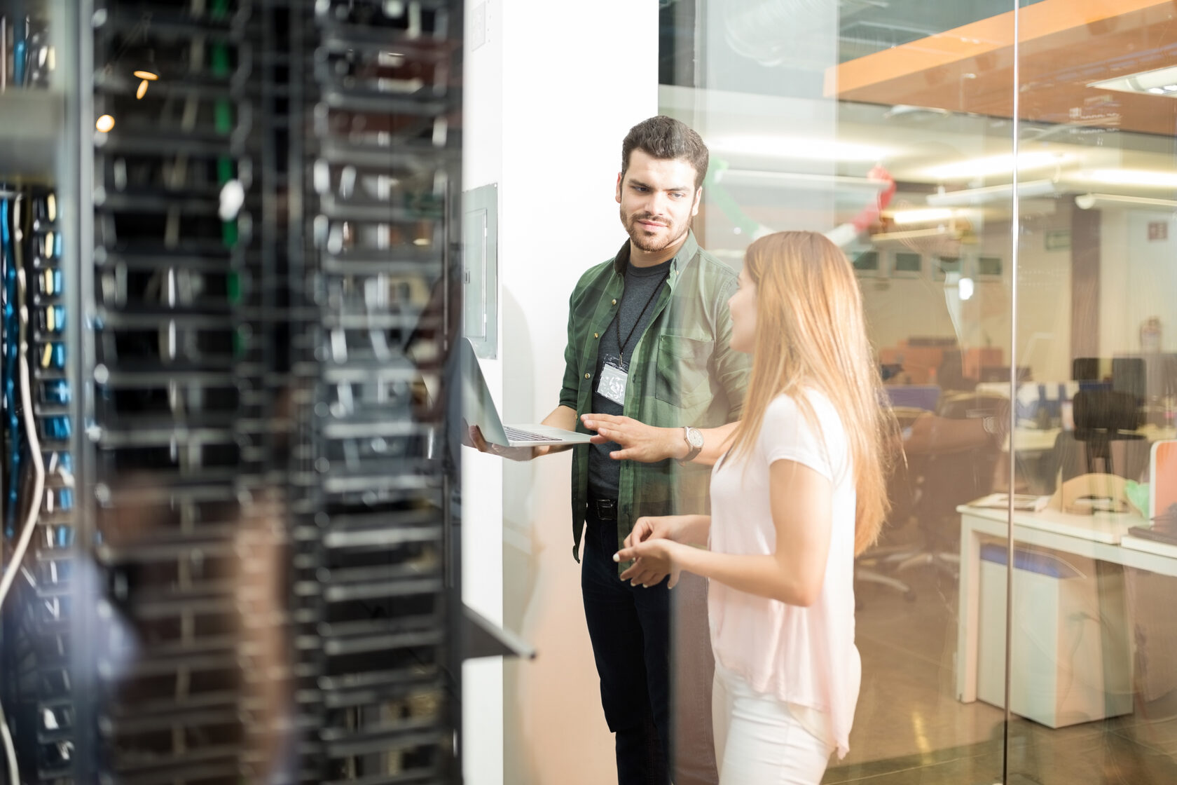 Business professionals discussing managed services